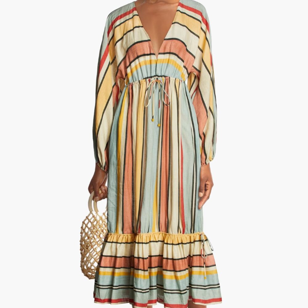 Zimmermann Cassia Tiered Linen-Canvas Midi Dress size 1(small)